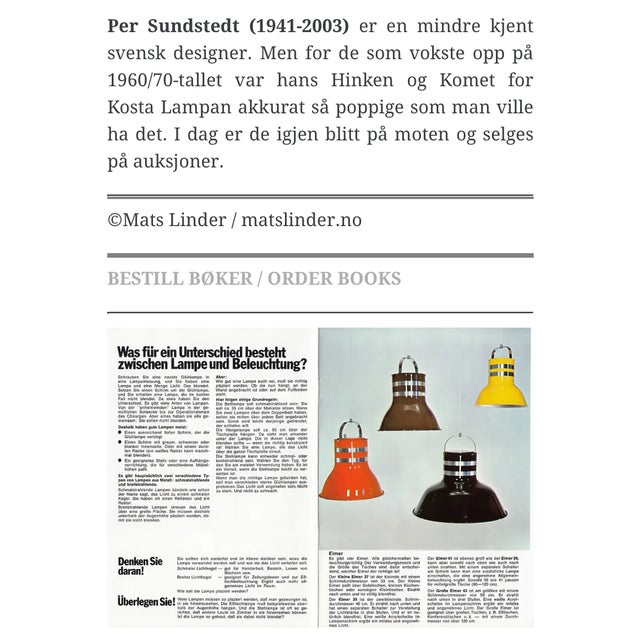 A very rare find. This wonderful Space Age loft pendant lamp was designed by Swedish designer Per Sundstedt for Atelje...