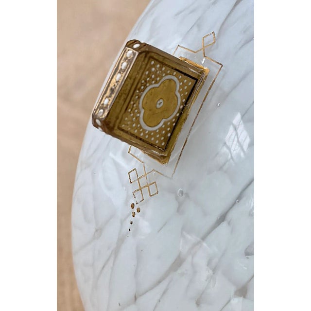 Glass Pilgrim Vase, Blue & White Botanical Enamel, Circa 1890 For Sale - Image 7 of 11