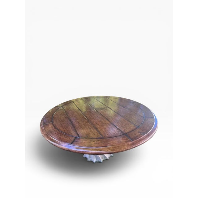 Artifacts International Rustic Modern Round Dining Table With Sculptural Concrete Base – 60” Diameter For Sale - Image 10 of 12