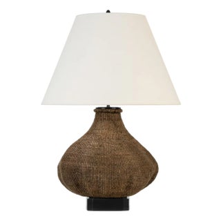 Thomas O'Brien by Visual Comfort Signature Tahiti 32" Table Lamp in Smoke with Linen Shade For Sale