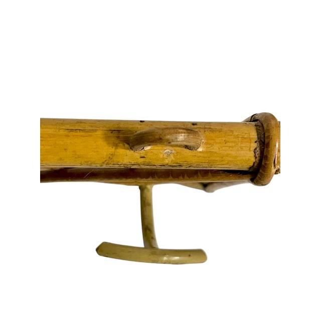 Vintage French Provincial Bamboo Coat Hat Rack With Two Hooks For Sale - Image 10 of 12