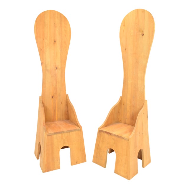 Mobili Della Valle Series Model SC190 Chairs by Mario Ceroli for Poltronova, Italy, 1972, Set of 2 For Sale