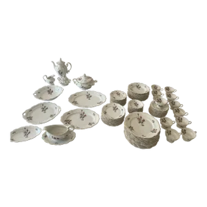 Rosenthal China Exquisite Moss Rose Pompadour Dinnerware Set- 96 Pieces Mid 20th Century Mint Condition.
