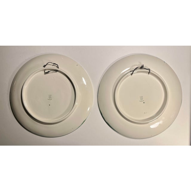 1960s Set of Two Vintage Cico Germany Majolica Mountain Chalet Cottage Wall Plates 13" For Sale - Image 5 of 8