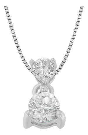14K White Gold 1/2 cttw Round Cut Diamond Pendant Necklace (I-J, I1-I2)