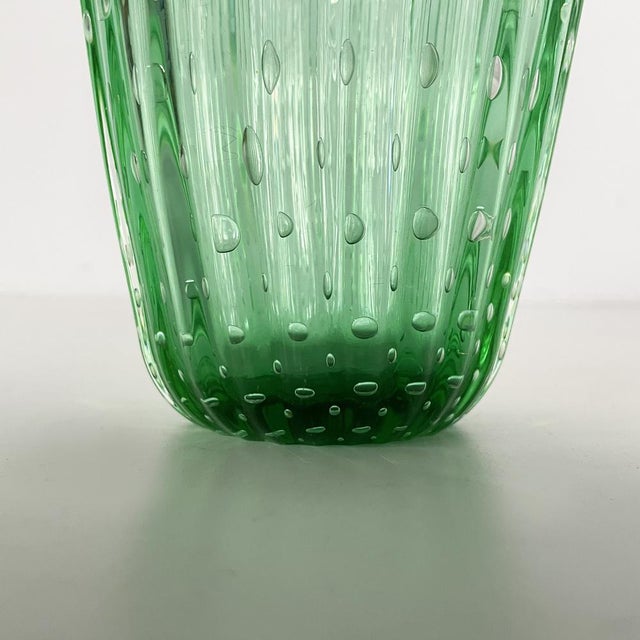 Green Mid-Century Modern Italian Oval Vase in Green Glass, 1980s For Sale - Image 8 of 9