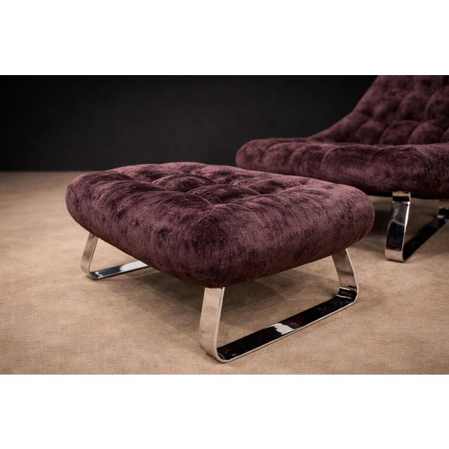Mp-163 “Earth” Lounge Chair With Ottoman in Tufted Velvet Upholstery, Percival Lafer, 1976 For Sale - Image 15 of 15