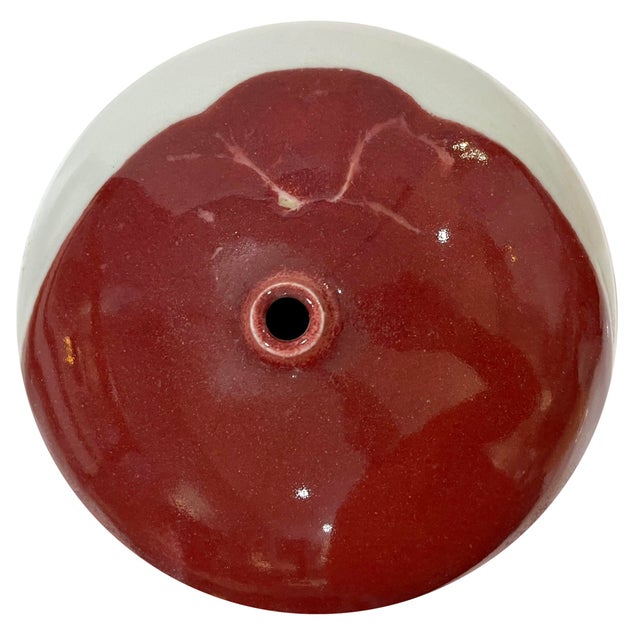 1980's Oxblood Splash Hand-Crafted Porcelain Vessel - Ken Edwards Montana Potter For Sale - Image 9 of 11