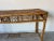 Vintage Bamboo & Leather Chinese Chippendale Fretwork Console Table With Parquet Top/Sold For Sale In Miami - Image 6 of 12