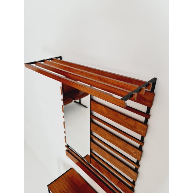 Mid-Century Modern German Wall Coat Rack with Mirror, 1960s For Sale - Image 5 of 11