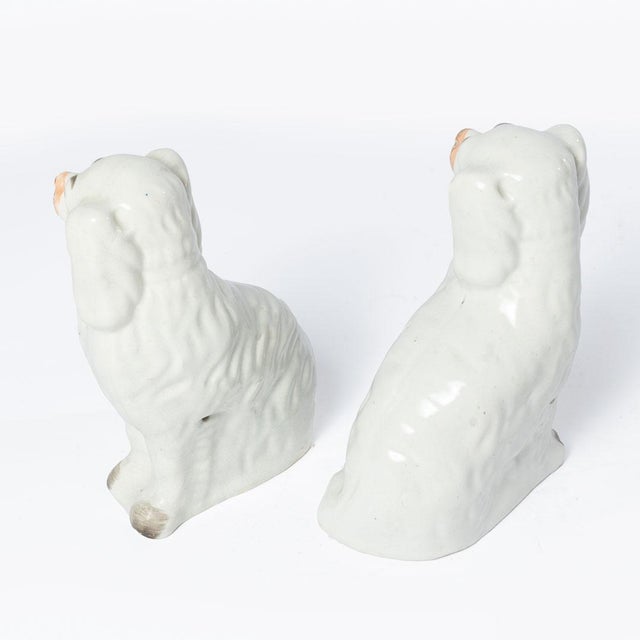 Cream 1900s Staffordshire Dogs - a Pair For Sale - Image 8 of 12