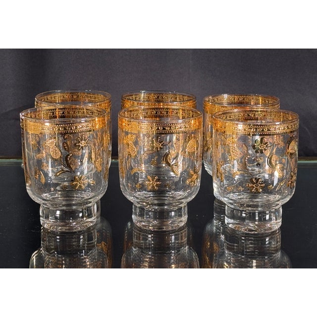 Mid-Century Modern c.1960's Culver Chantilly 22k Gold Footed Rocks Glasses - Set of 6 For Sale - Image 3 of 7