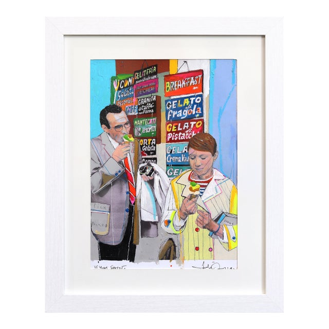 Gelateria - Original Abstract Figurative Color Drenched Mixed Media Artwork by Fabio Coruzzi For Sale