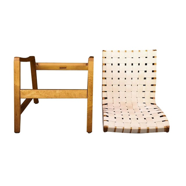 White Mid Century Vintage Jens Risom Knoll Webbed Armchair For Sale - Image 8 of 11
