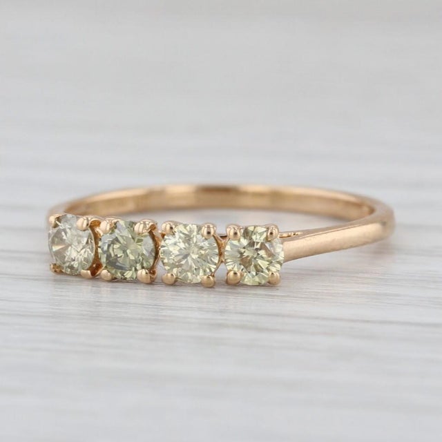 0.48ctw Yellow Diamond Ring 18k Yellow Gold Size 7.25 Stackable Bridal For Sale - Image 4 of 8