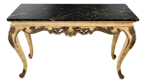 1920s French Provincial Louis XV Marble Top Console Table / Writing Desk