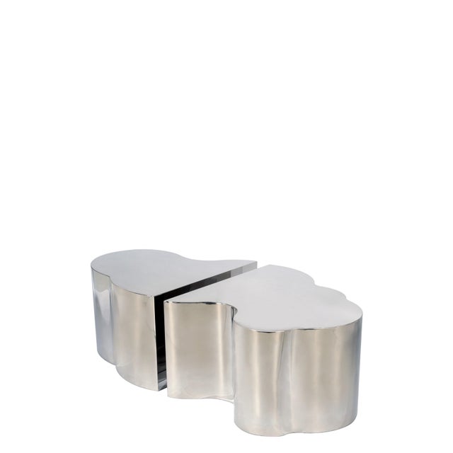Contemporary Irregular Shape Free Form Chrome Kate and Luca Bunching Coffee Table Set of 3 For Sale - Image 3 of 5