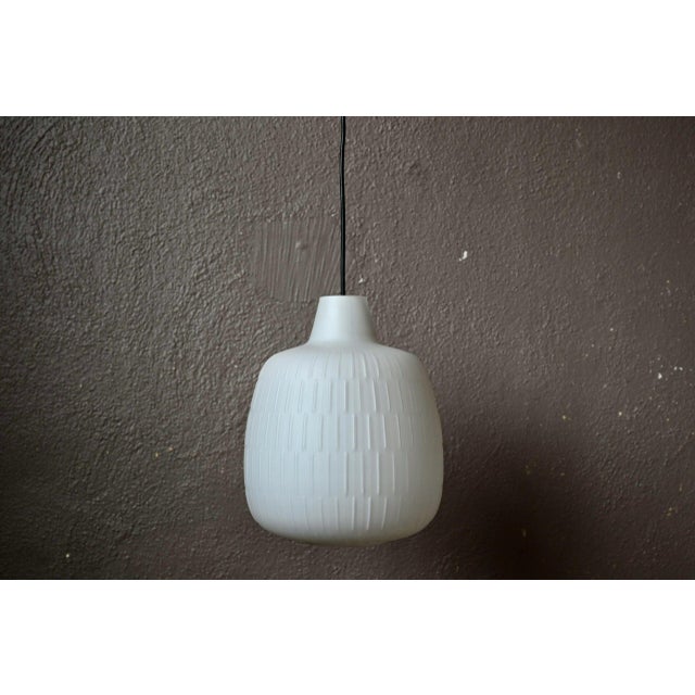White Bergamo Pendant Lamp in White Opaline Glass by Aloys Gangkofner for Peill & Putzler, 1960s For Sale - Image 8 of 8