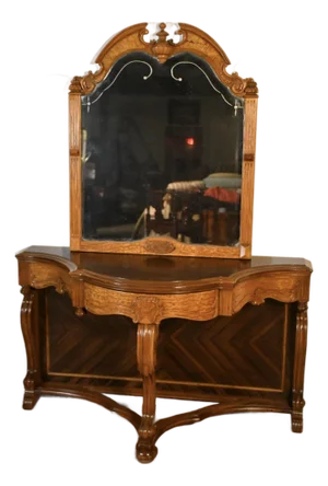 1890s Antique Victorian Rosewood & Oak Console Table and Mirror Set