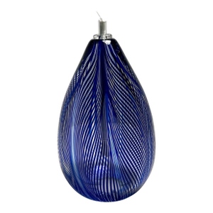 1986 Maytum Studio Art Glass Sarah Rubin SJR Blue Swirl Line Oil Lamp Signed