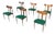 Mid-Century Modern Chairs in Wood and Fabric, Italy, 1960, Set of 6 For Sale