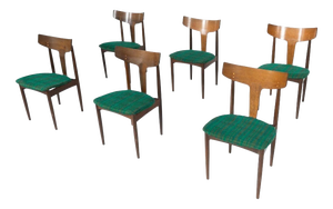 Mid-Century Modern Chairs in Wood and Fabric, Italy, 1960, Set of 6
