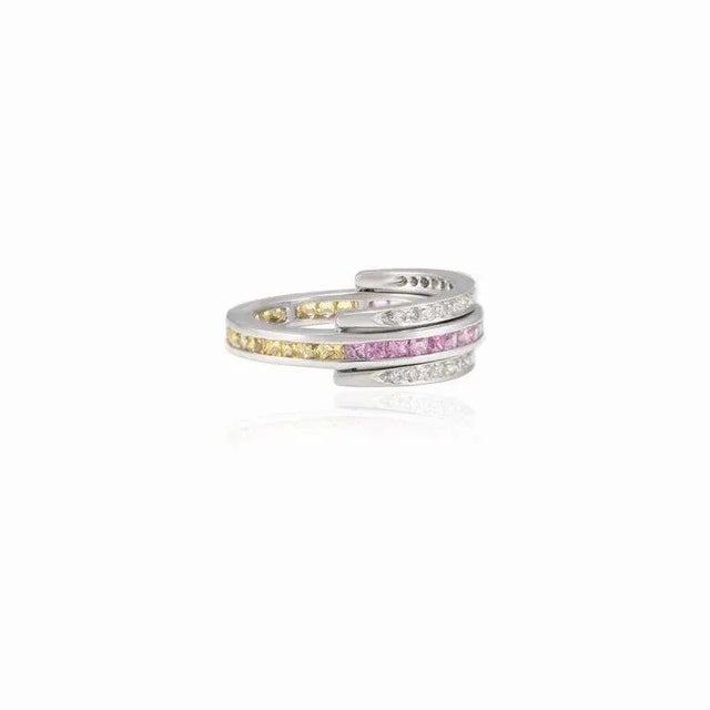 Not Yet Made - Made To Order 18k Gold Multi Sapphire Magic Ring With Diamond Size 7 ( All Sizes Available ) For Sale - Image 5 of 10