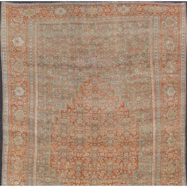 Antique Persian Bidjar Rug in Herati Design With Medallion in Soft Muted Colors For Sale - Image 4 of 15