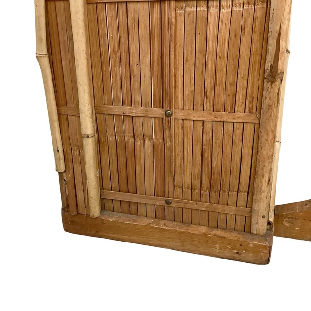 Tan Vintage Bamboo & Woven Rattan Freestanding Dry Bar With Shelving For Sale - Image 8 of 17
