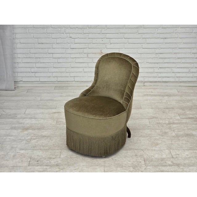 Danish Easy Chair in Green Furniture Velour, 1960s For Sale - Image 13 of 16