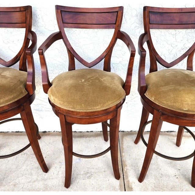 Century Furniture Century Furniture Swivel Bar Stools Set of 4 For Sale - Image 4 of 18
