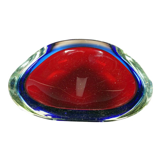 Midcentury Modern Murano Sommerso Art Glass Bowl 1960s For Sale