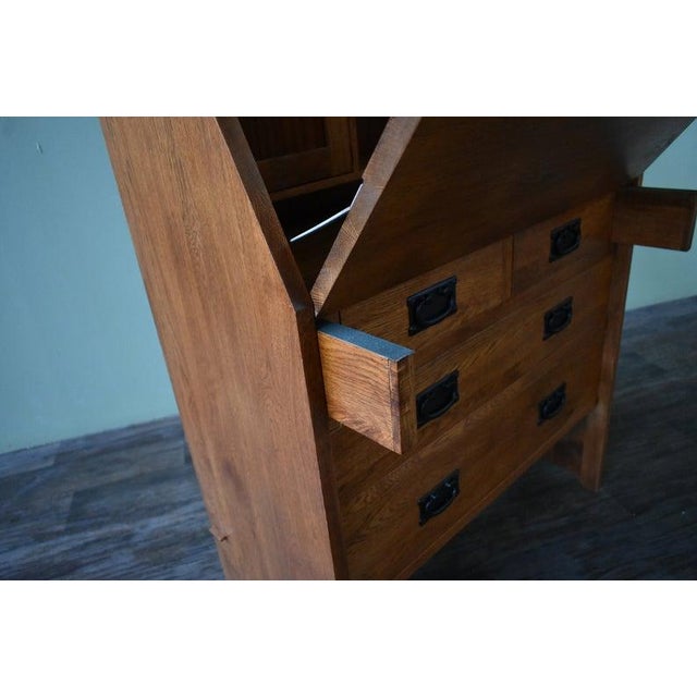 Mission Solid Oak Secretary Desk - Michaels Cherry For Sale - Image 4 of 6