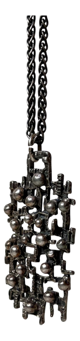 Vintage Norwegian Brutalist Pewter Pendant Necklace from Astrid Holthe, 1970s