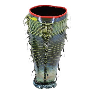 Murano Hand Blown Decorative Art Glass Vace, Signed For Sale