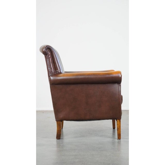 English Style Chair in Dark Brown Cowhide For Sale - Image 3 of 13