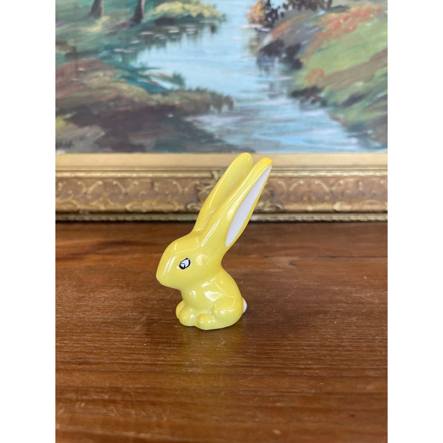 Mid-Century Modern Vintage Mid-Century Yellow Porcelain Bunny Figurine by Villeroy & Boch, Germany. For Sale - Image 3 of 10