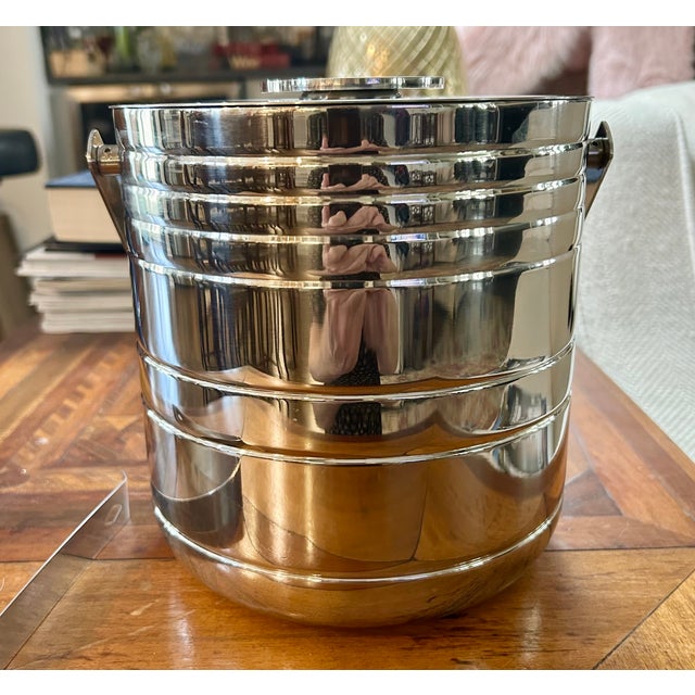 Vintage Stainless Steel Ice Bucket With Tongs For Sale In Houston - Image 6 of 7