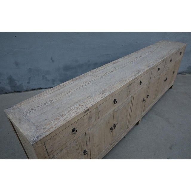 Farmhouse Vintage Large Bleached Pine Cabinet For Sale - Image 3 of 5