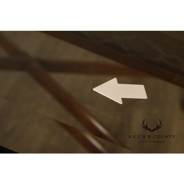 Chinese Chippendale Style Glass Top Mahogany Dining Table For Sale - Image 9 of 18
