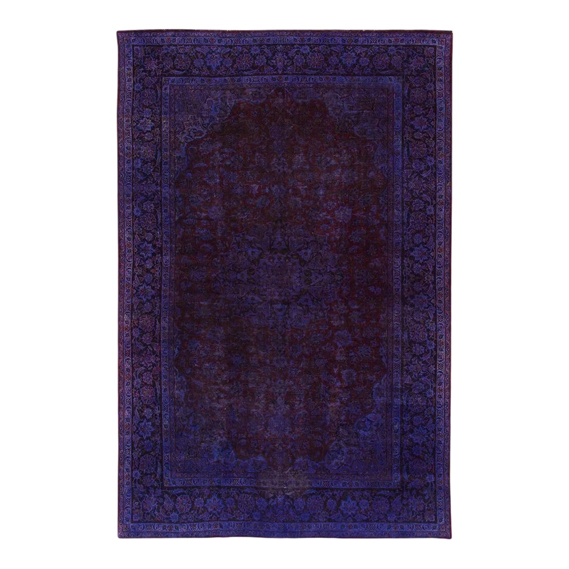 Early 20th Century Vintage Purple Overdyed Distressed Handmade Wool Rug ...