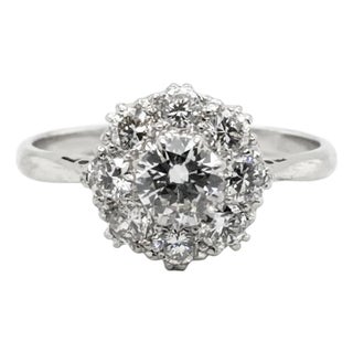 Early 20th Century 18k White Edwardian Period Diamond Ring, Size 6 For Sale