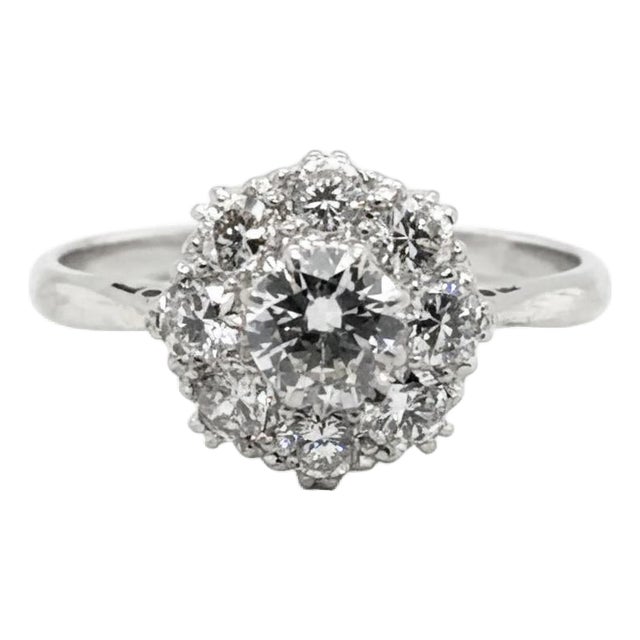 Early 20th Century 18k White Edwardian Period Diamond Ring, Size 6 For Sale