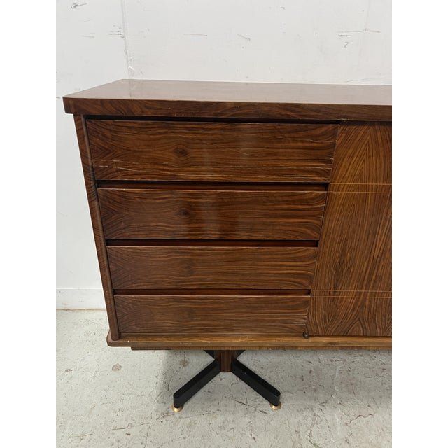 Scandinavian Sideboard in Veneered Wood with Iron Legs For Sale - Image 6 of 18