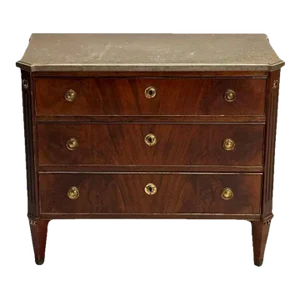 Gustavian, Louis XVI Style, Small Swedish Chest, Brass, Marble, Sweden, 1970s