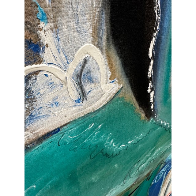 1980s Pair of Large Abstract Mixed Media Paintings, 1983 50x48” by Jack Compton For Sale - Image 4 of 11