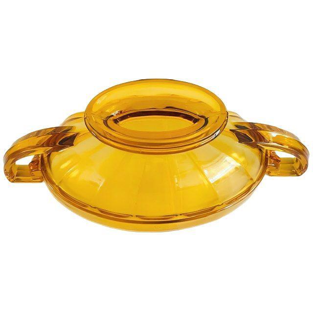 1930s Antique Art Deco Fruit Bowl in Amber Glass from Val Saint Lambert, 1930s For Sale - Image 5 of 9