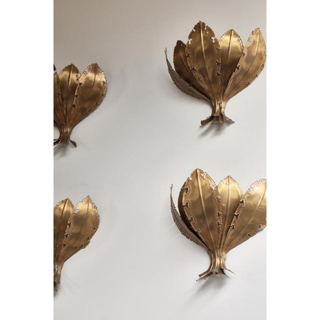 Gold Danish Brutalist Wall Sconces in Flame Cut Brass from Holm Sørensen, 1960s, Set of 4 For Sale - Image 8 of 12
