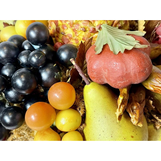 LARGE Antique Victorian Mantel Clock Glass Dome WAX FLOWER BASKET Rare Folk Art For Sale - Image 4 of 18