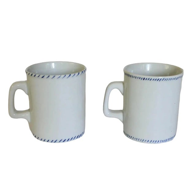 Vintage Pair of Blue & White Rooster Coffee Mugs For Sale In Milwaukee - Image 6 of 7